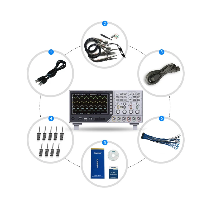 Hantek MSO5074F USB Digital Benchtop Oscilloscope 70Mhz Bandwidth 4 Channels 1M Record Length 200MSa/s Sample Rate 7