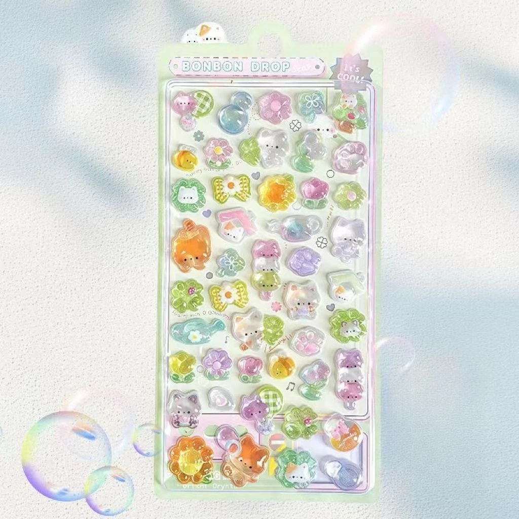 

2025 новые милые прозрачные наклейки с поп-печатками — очаровательный декор для журналов, телефонов и поделок своими руками