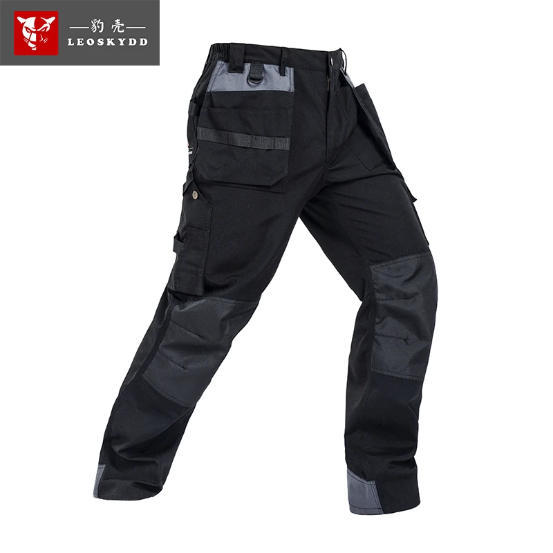 Bauskydd High quality Polycotton men\'s workwear wear-resistance multi-pockets cargo trousers black work pants men