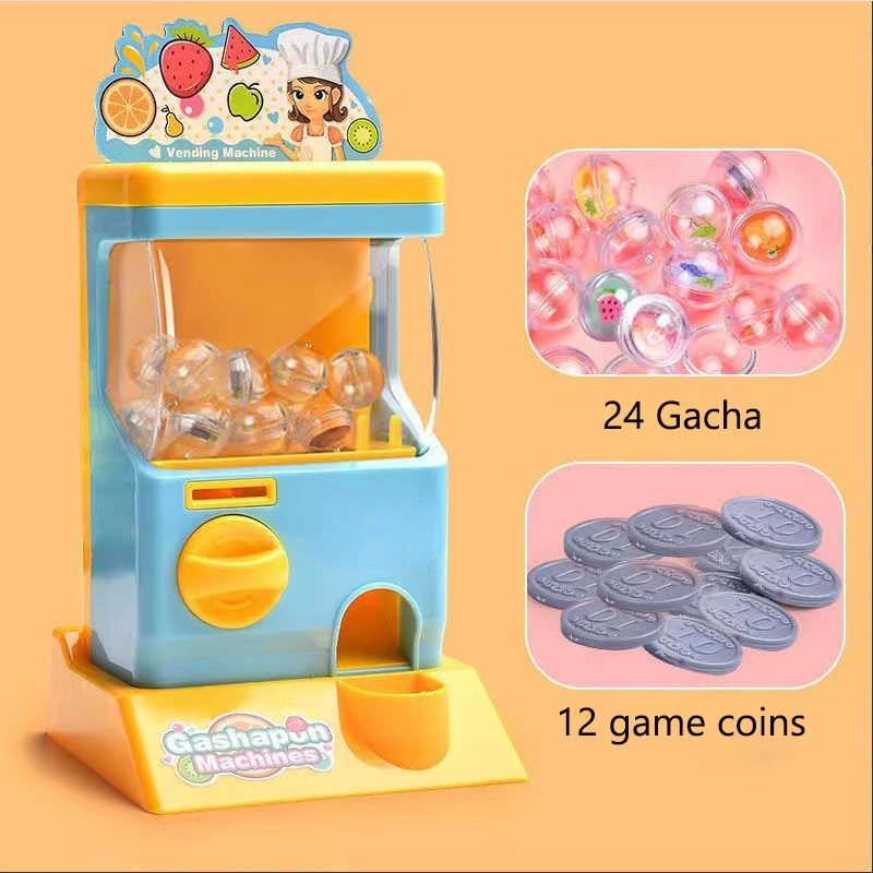 Kids Simulation Self-service Vending Machine Gashapon Machine Coin-operated Candy Game Early Education Learning Toys Xmas Gifts