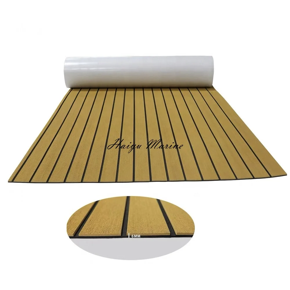 Custom Faux Teak EVA Foam Marine Deck Mat Anti Slip Waterproof UV Resistant Boat Yacht Flooring