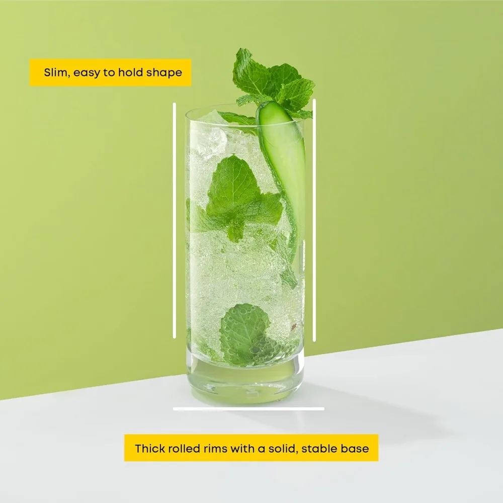 نظارات كريستال هاي بول خالية من الرصاص، مجموعة مكونة من 6 قطع للمياه، موخيتو، توم كولينز ومختلطة #4