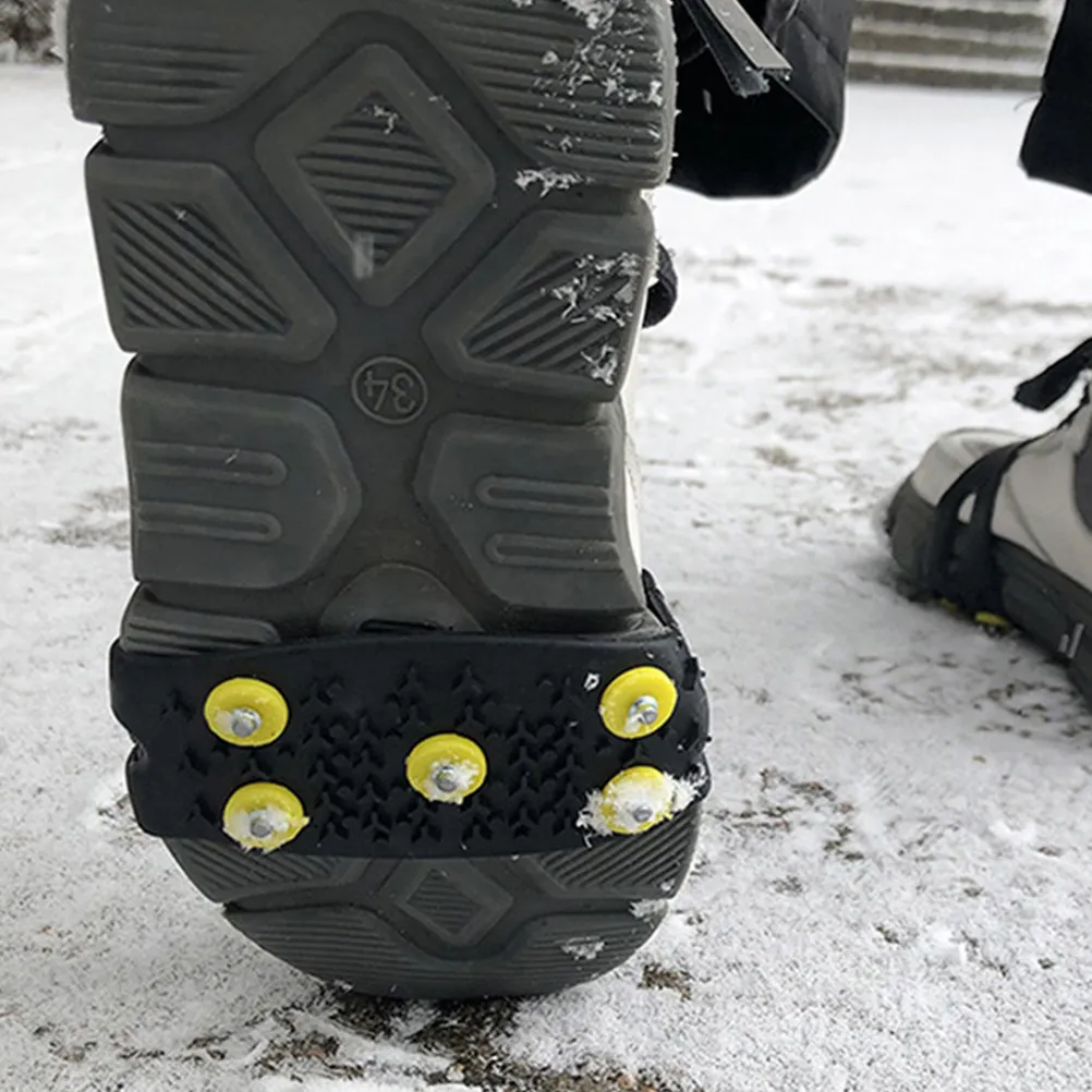 2Sets Outdoor Slip-on Shoe Grippers Anti-Slip Ice Snow Climbing Hiking Fishing Winter Traction Cover Replaceable Metal Nail