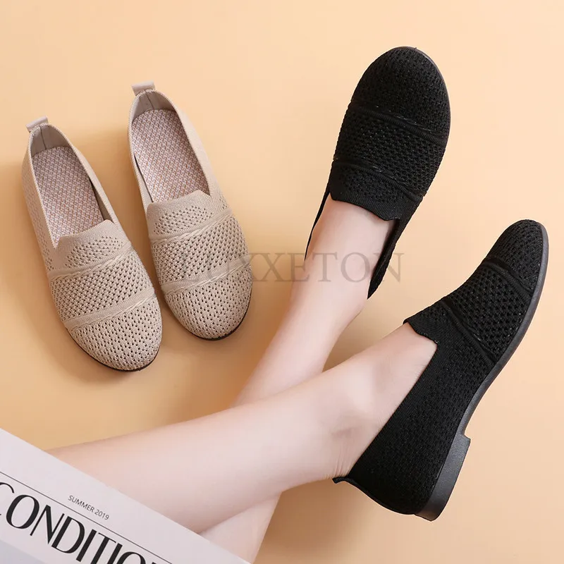 Large Size Women Shoes Fashionable Mesh Hollow Breathable Soft Sole Anti Slip Casual Comfortable Flat Bottomed Women Shoes