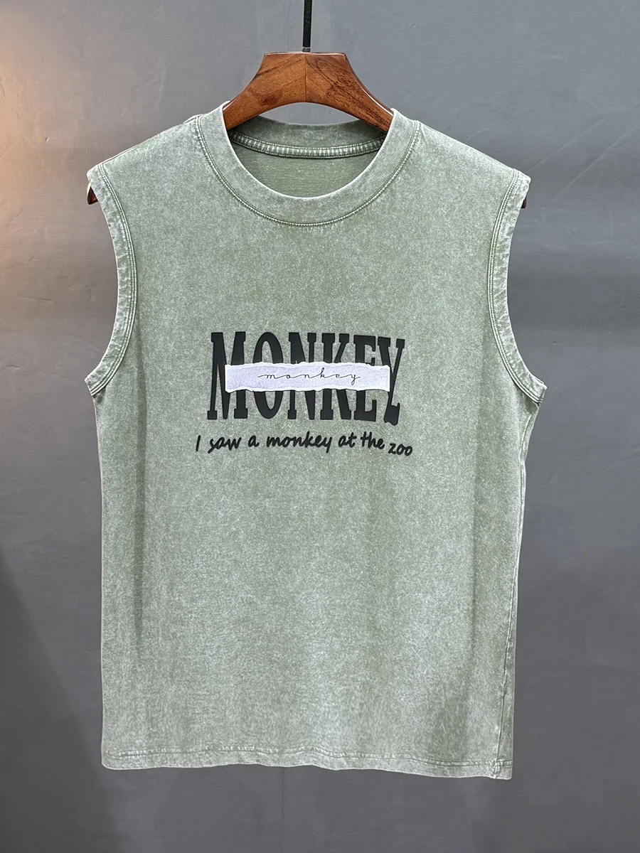 

Trendy Spor Svel Vest Breathable Inner Wear Summer Top Men's Women's Casual Print Cotton round Ne Sweat Vest