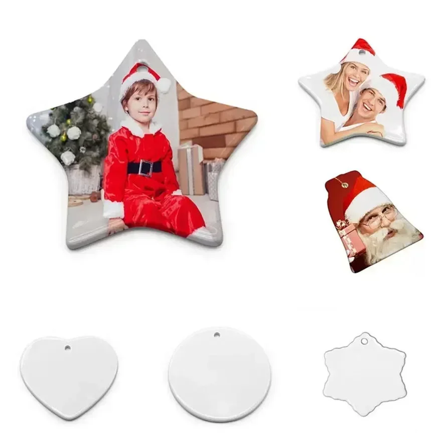 10 PCS Sublimation Ceramic Ornament Bulk Round Blank Ornament for Crafting DIY Personalized Christmas Home Decor, White