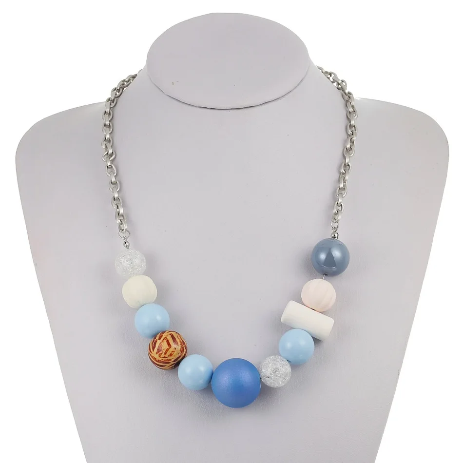 Small fresh blue acrylic bead pendant necklace women's Korean version temperament cross-border fashion fashion jewelry wholesale