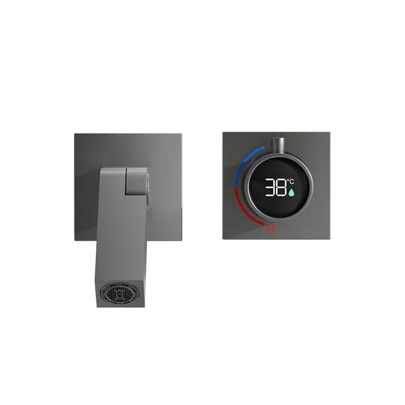 

208 bathroom household basin faucet, digital display hot and cold concealed washbasin, wall type universal copper