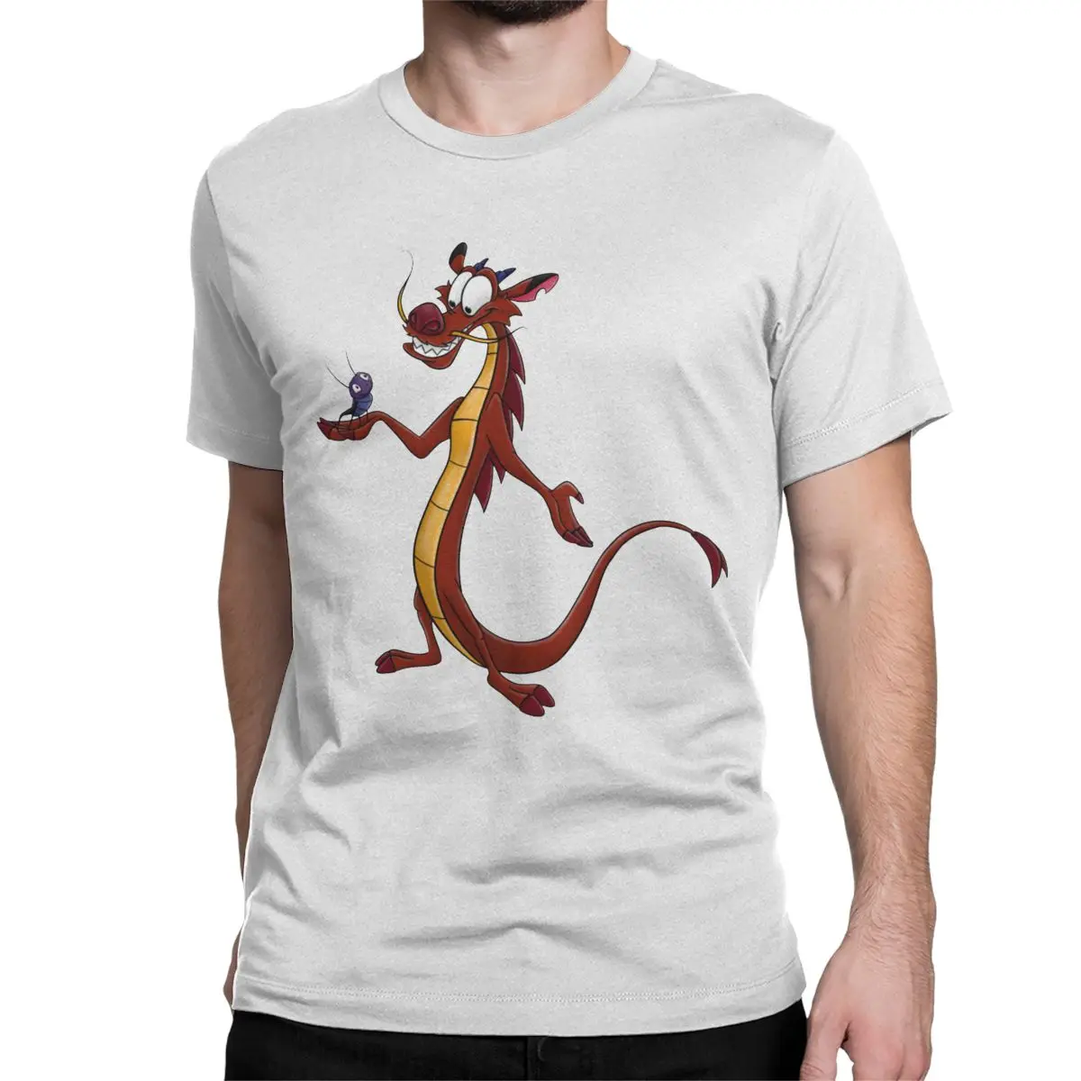 Awesome Mulan Mushu Pattern T-Shirts Men Women Round Collar Pure Cotton T Shirts Short Sleeve Tees Classic Clothing