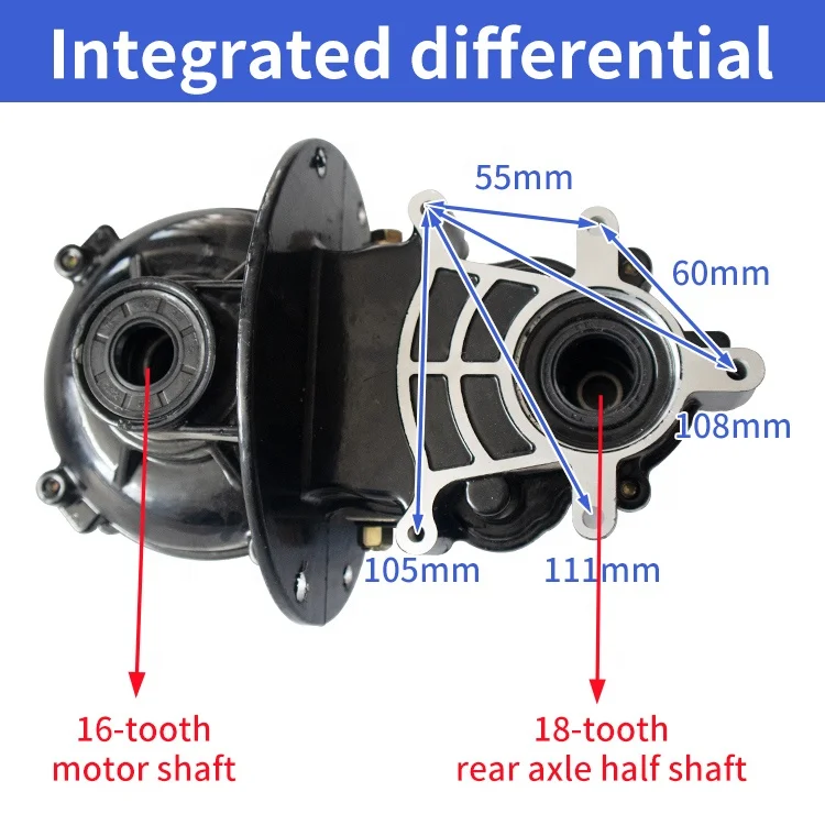 Custom 1:28 Gear Ratio Brushless DC Motor Integrated Differential, Low Speed Drive Motor for Electric Tricycle Handcart