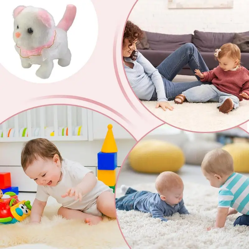 Chat robot qui marche et aboie, jouet en peluche électronique, jouet coule pour chaton pour enfants, garçons et filles