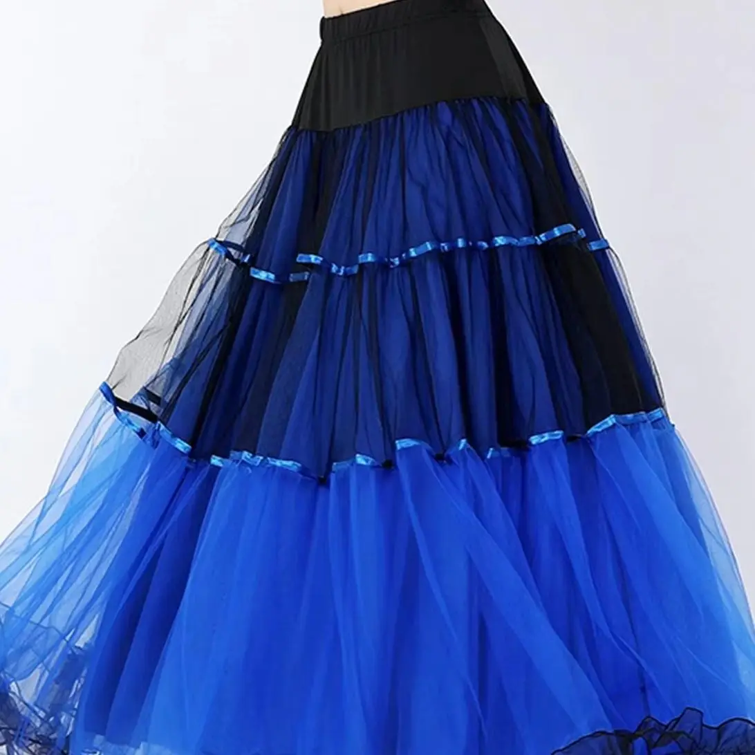 2025 Gonna da ballo da sala da donna Valzer Costume da flamenco Cintura elastica Grande altalena Costume da ballo per adulti Costume da danza del ventre