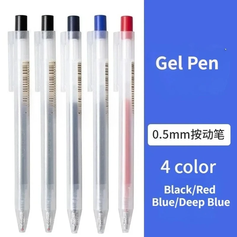 

6Pcs/Set 0.5mm Gel Pen Black/Blue/Red Student Exam Quick Drying Rollerball Pen Press Pen Refills Japanese Stationery