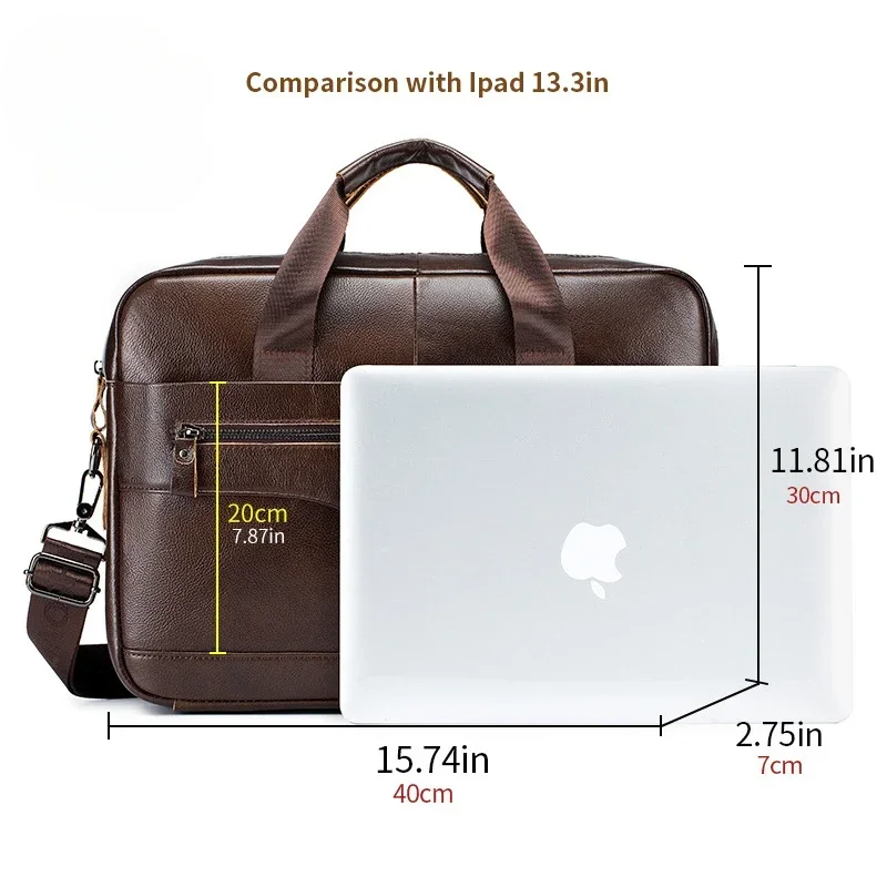 Men's Briefcases Large Capacity Casual Simple Travel Business Laptop Soft Genuine Cow Leather Crossbody Shoulder Bags