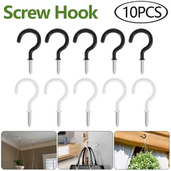 10/20Pcs Screw Hook Cup Ceiling Hooks Multifunctional Heavy Duty Wall Mount Plastic Dipping Iron Screw-in Hanging Plants Holder