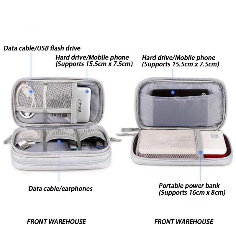 USB Charger Travel Organizer Bag – Mesh-Lined Portable Case for Cables, Adapters & Power Banks, Keeps Tech Gear Tidy