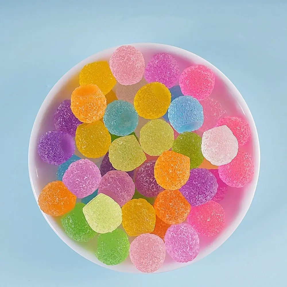 Simulated Fake Candy Sugar Bead Miniature Decoration Handmade Candy Resin Beads DIY Material Colorful Noise Filler Balls Sensory