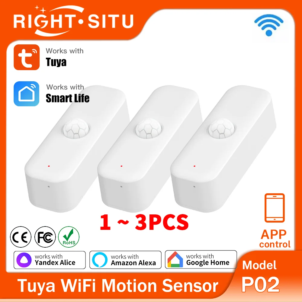 1~3pcs Tuya WiFi Motion Sensor Smart PIR Human Sensor APP Remote Control Via Smart Life For Smart Home Work with Yandex Alexa