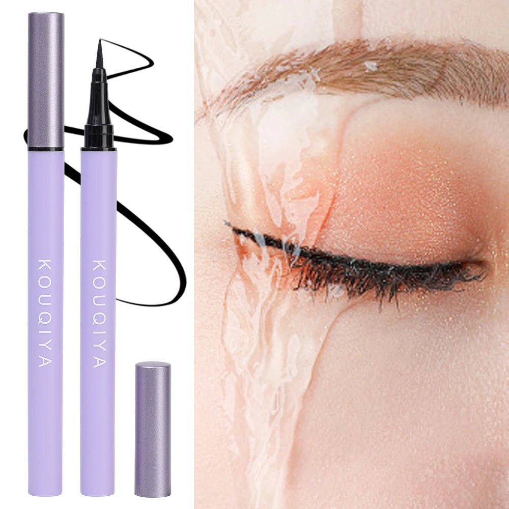 Stylo Eyeliner Noir Lisse et Waterproof à vaccage Rapide, Crayon Eye Liner Liquide Longue Durée, Ultra-fin, Résistant aux Taches, Maquillage Naturel des Yeux