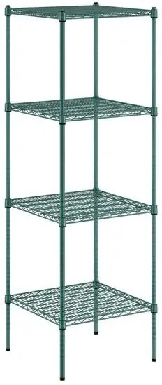 

Wire Shelving Unit, 24W x 74H inches, 4 Green Epoxy Coated Shelves, NSF Listed (24 X 24)