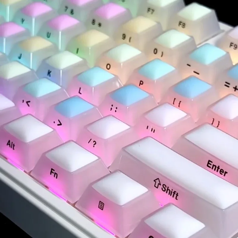 

Rainbow Castle Keycaps 124 Keys Cherry Profile Translucent PC Key caps for MX Switches 61/64/68/84/104 Gamer Mechanical Keyboard