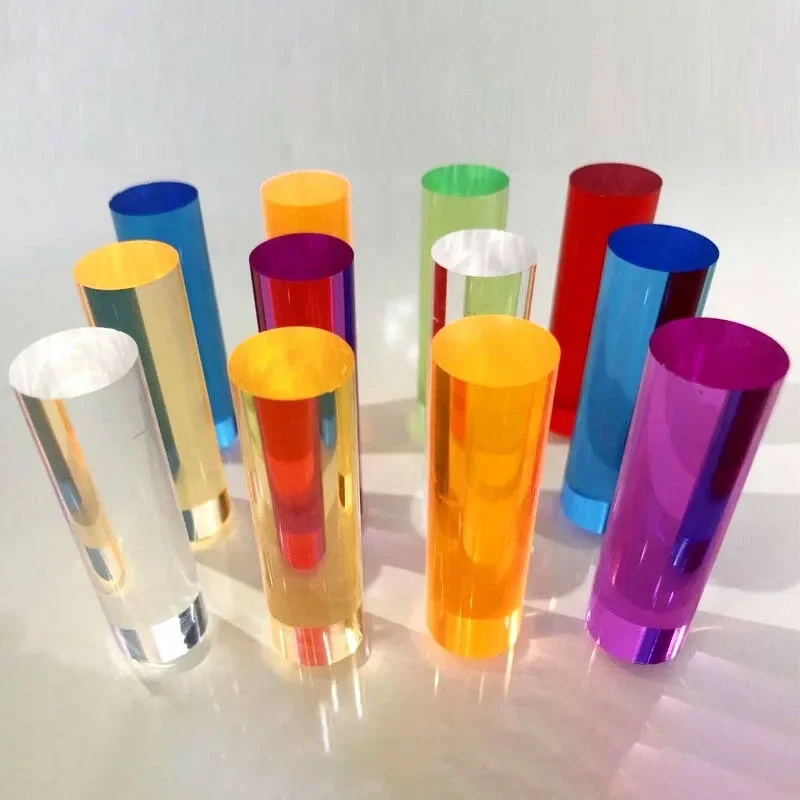 Colourful Acrylic Plexiglass Round Rod Acrylic Circular Bar Solid Plexiglass Cylindrical Light Guide Rod Industrial Model