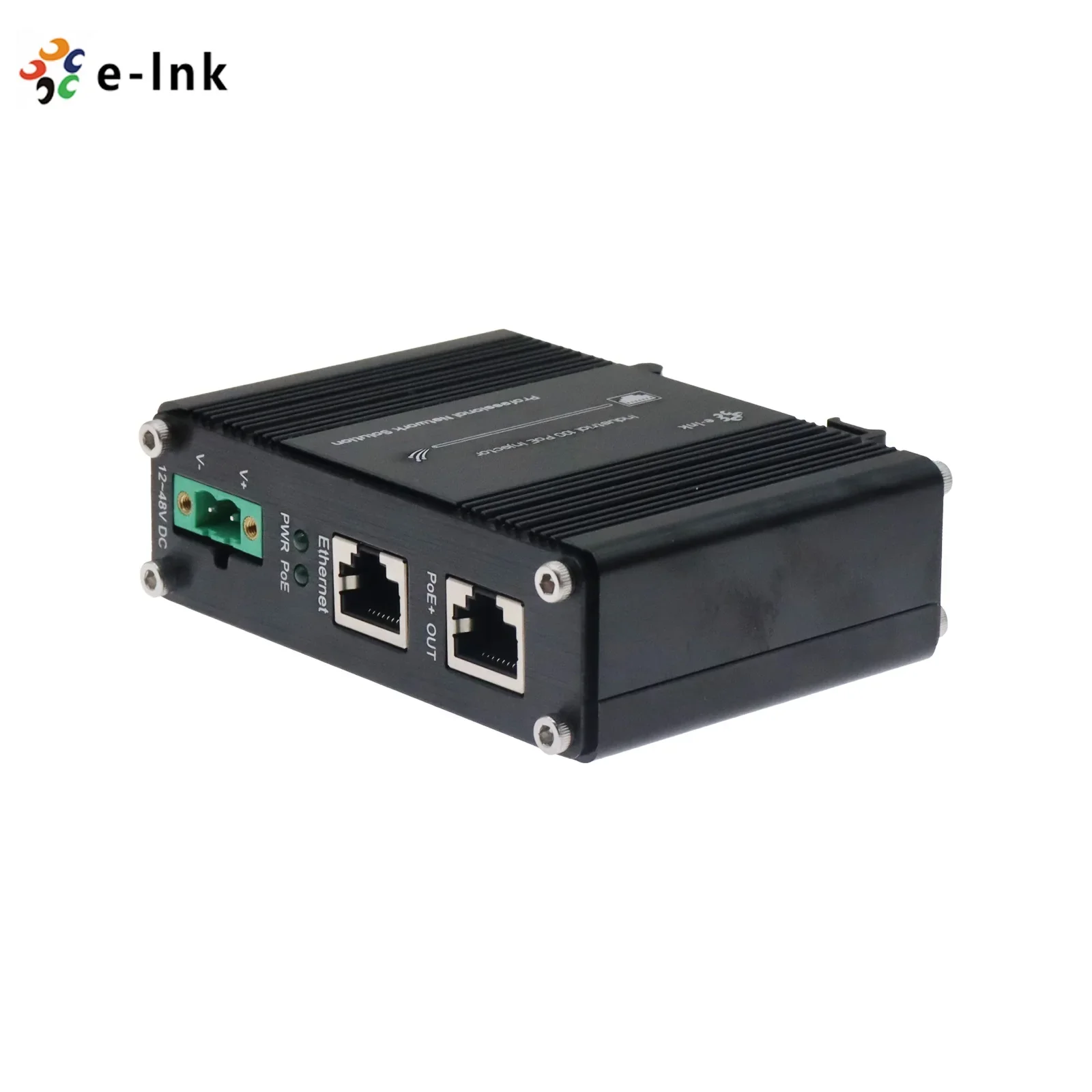 2025 10G PoE Injector 802.3at 30W Din Rail Mini Industrial Ethernet Injector Adapter 12~48V DC Redundant Power Input