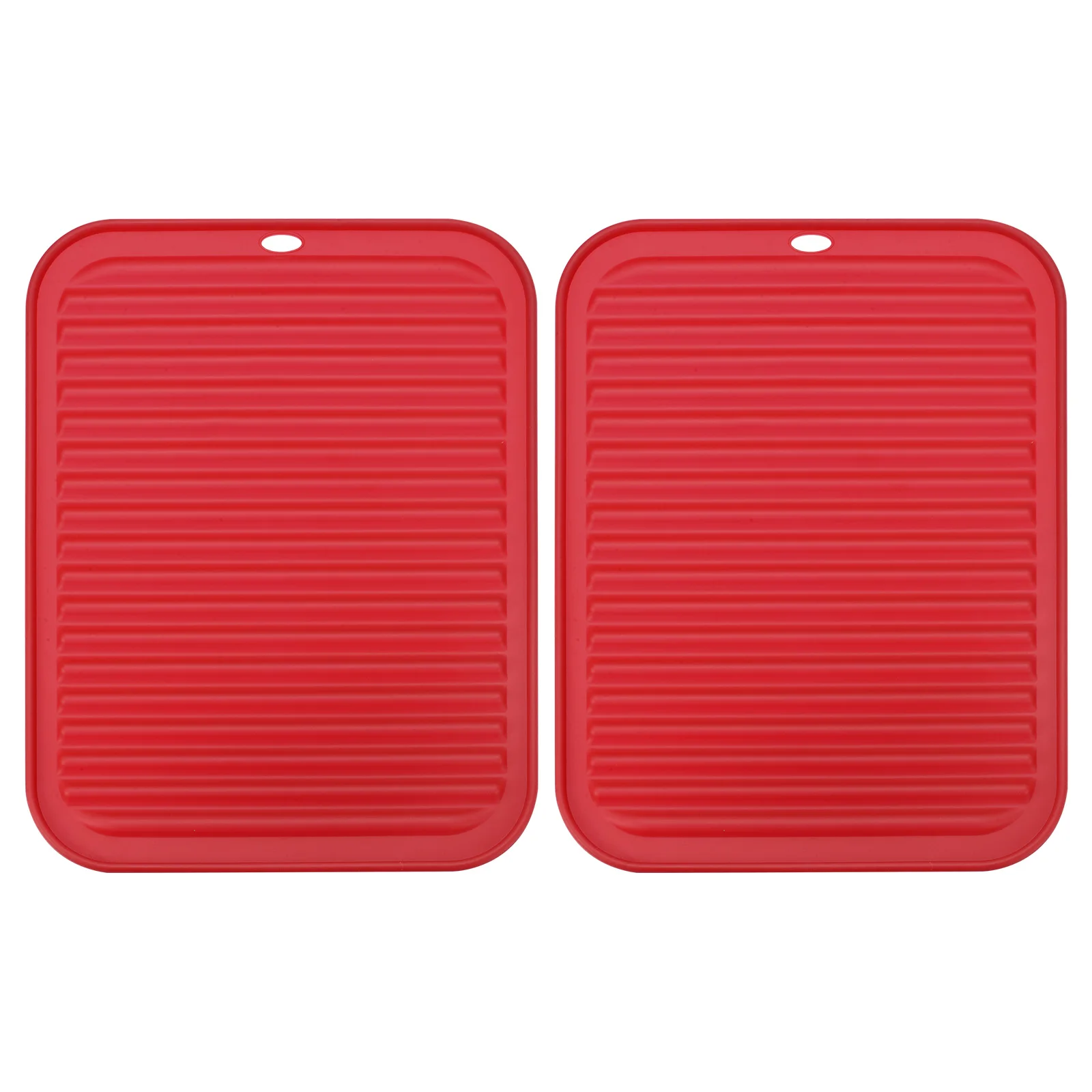 

Набор силиконовых ковриков для сушки посуды, 2 шт. 12 x 9 дюймов под сливной коврик для раковины для кухонной стойки, холодильника, ящика - красный