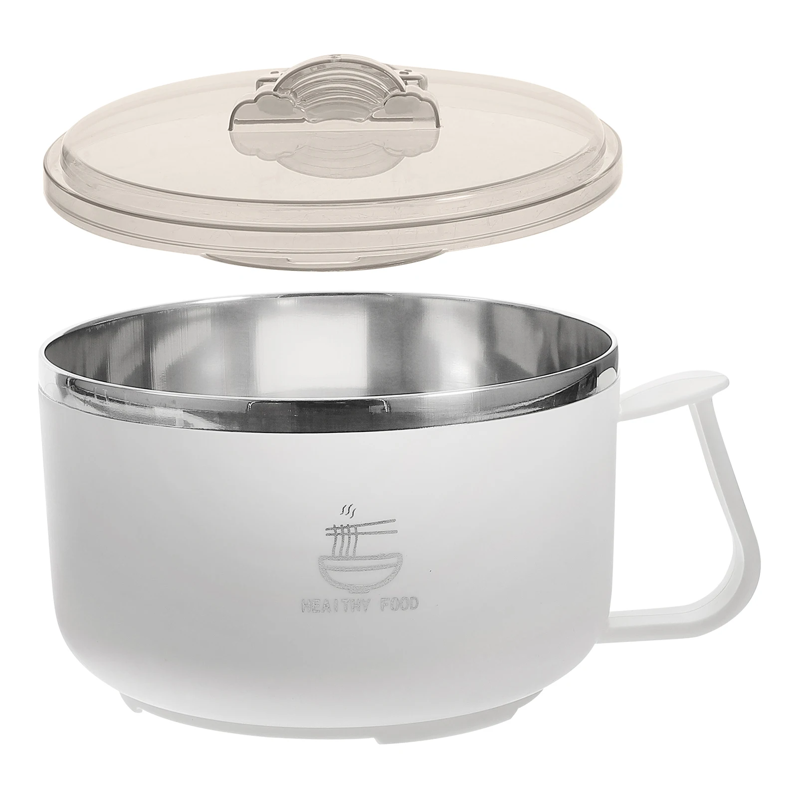 

Stainless Steel Soup Handle Double Layer Insulated Anti-Scald Large Capacity Transparent Pp Lid Reusable Instant Noodle