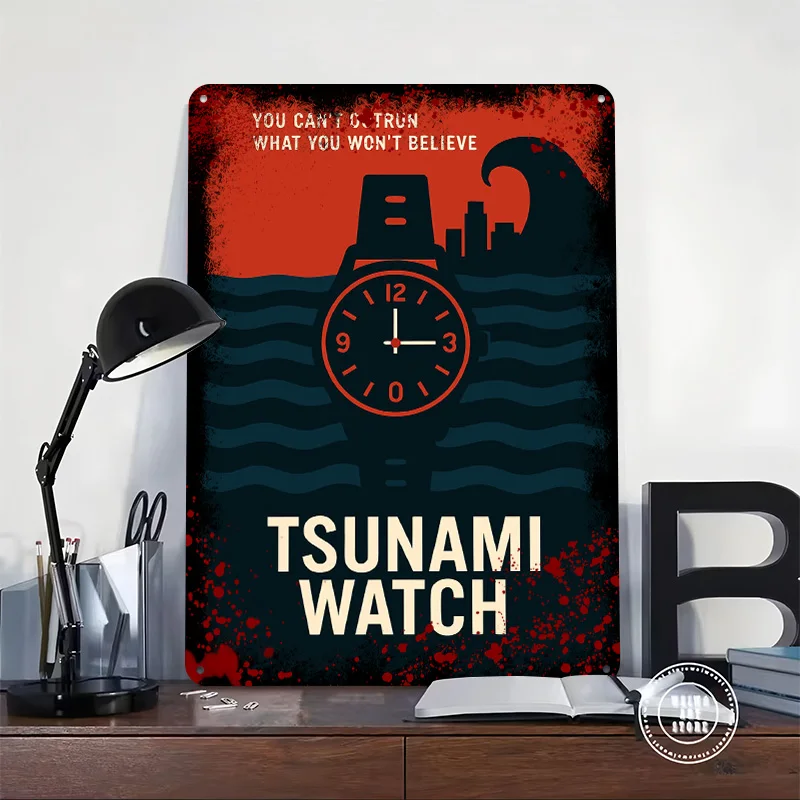 Tsunami Watch Poster Printed Poster Customized Wall Art Retro Vintage Metal Tin Signs for Home Decoration Bedroom Decorations