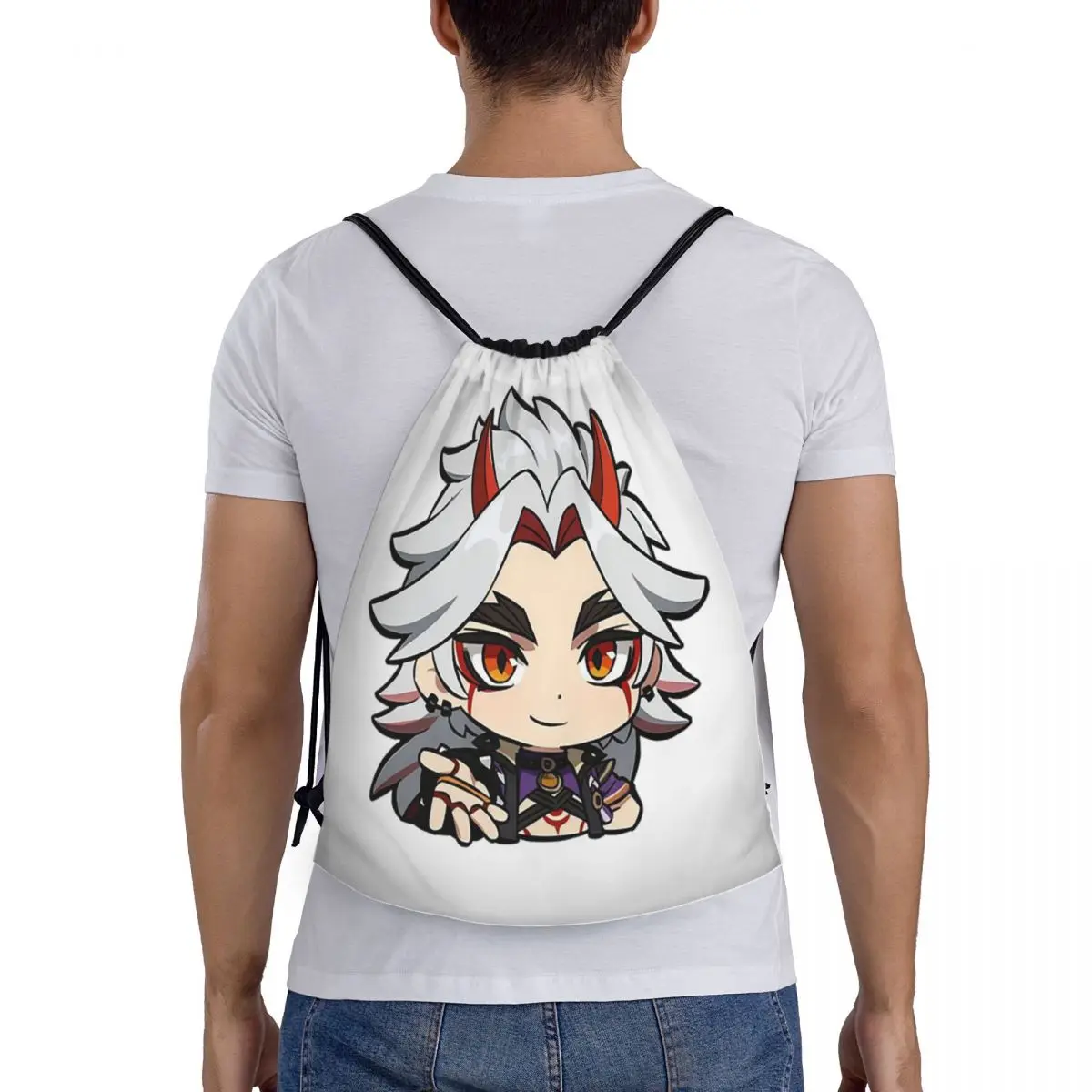 

Arataki Itto Genshin Backpacks Casual Drawstring Bundle Pocket Sports Bag Book Bags for Travel School