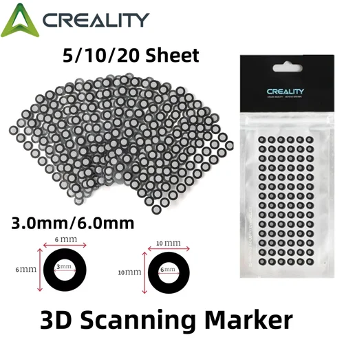Marcador de escaneo 3D Creality de 3,0/6,0 mm para escáner 3D, marcadores de punto de referencia de puntos de seguimiento 3D, marcadores de reflexión difusa