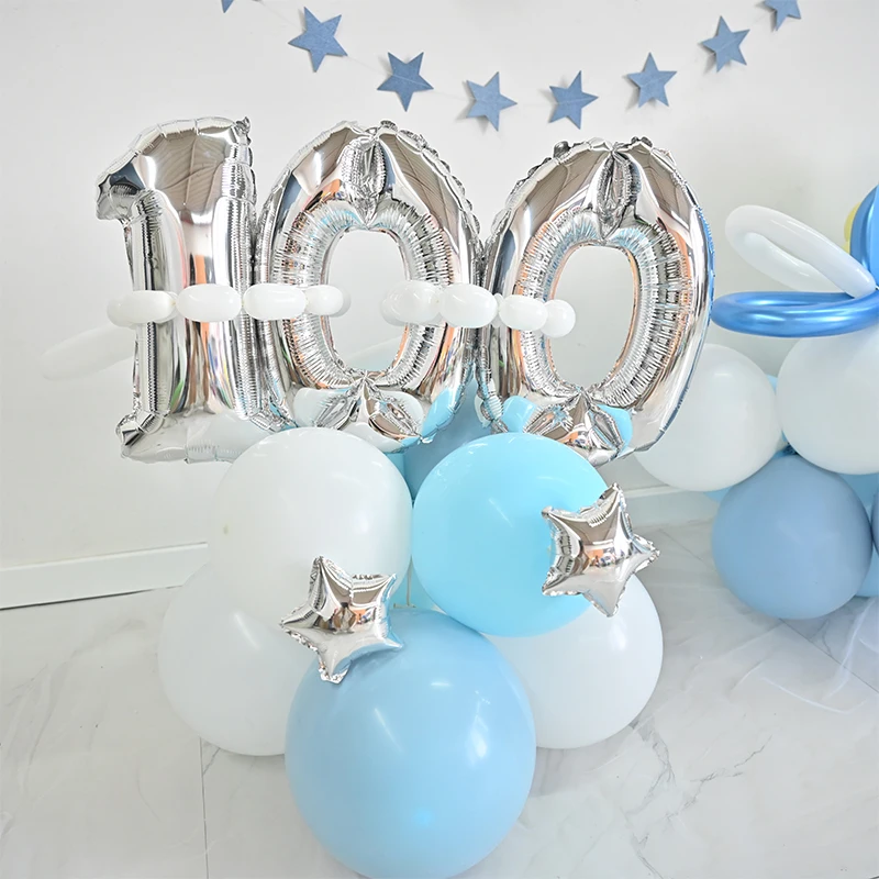 Happy 100 Days Balloon Set, Column, Moon Balloon Kit, Baby Shower Decoration, Birthday Party Balloons