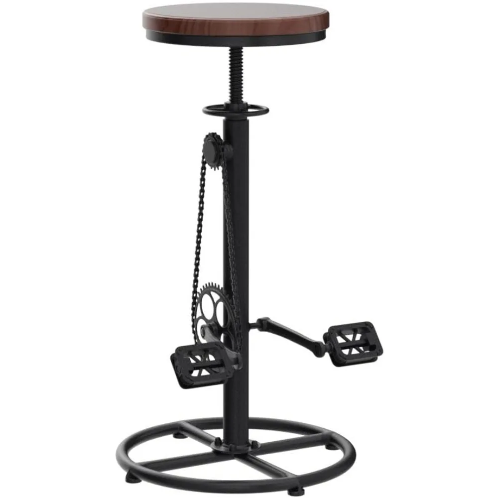 Vintage Swivel Bar Stools with Bike Pedal Footrest - Extra Tall Adjustable Kitchen Island Chairs