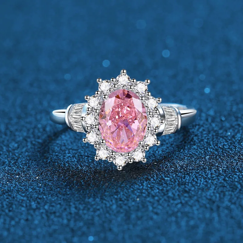 

Luxury Solid Platinum PT950 Women's pink diamond yellow diamond red diamond full diamond ice flower cut 2.5 karat diamond ring