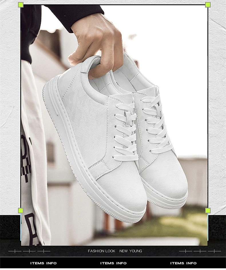 Breathable Outdoor Elevator Sneakers Men Shoes PU Leather Height Increasing Casual Shoes Walking Footwear Men Lift Sports Shoes