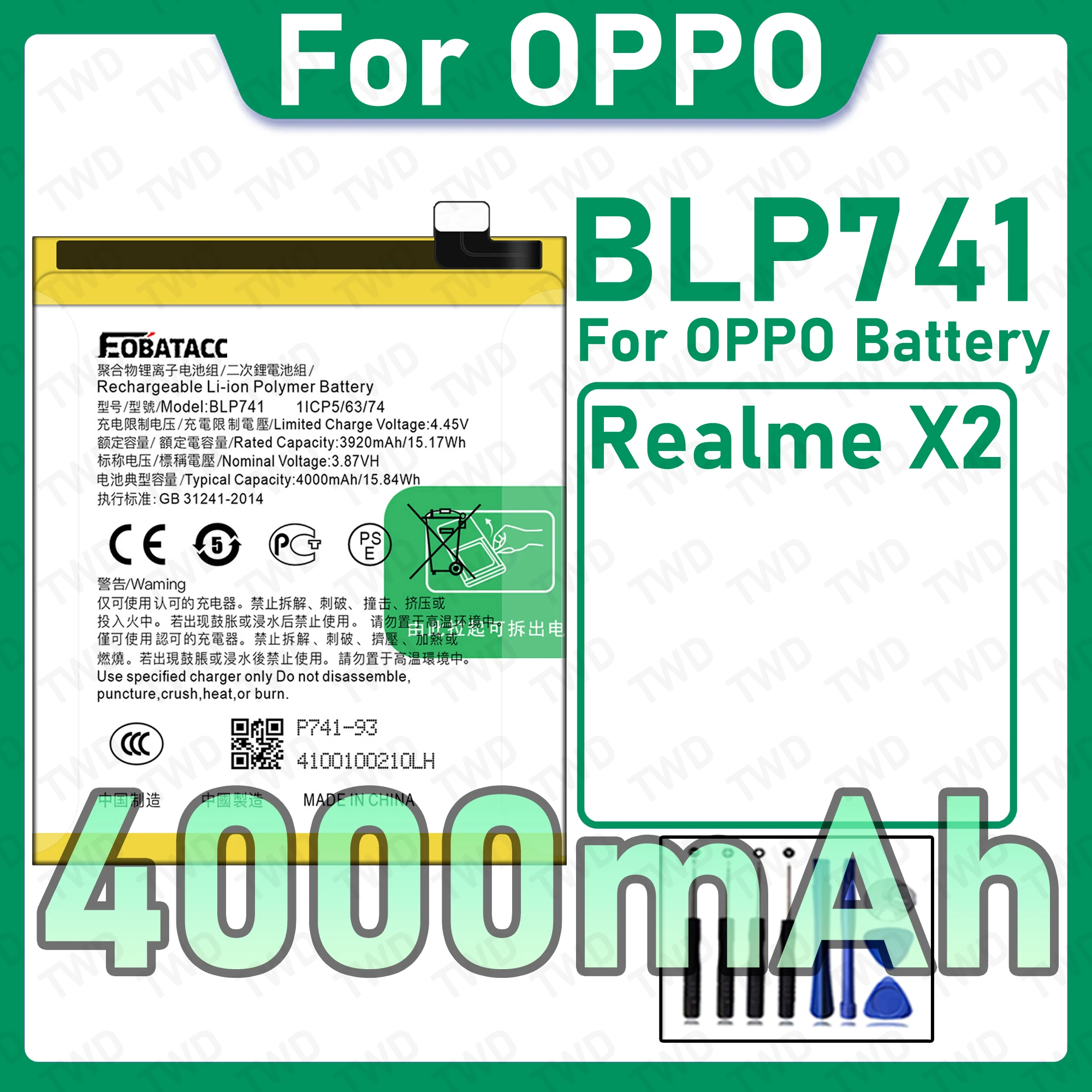 BLP741 Brand New High Capacity Rechargeable Li-ion Replacement Battery For OPPO Realme X2 Bateria+Free Tools