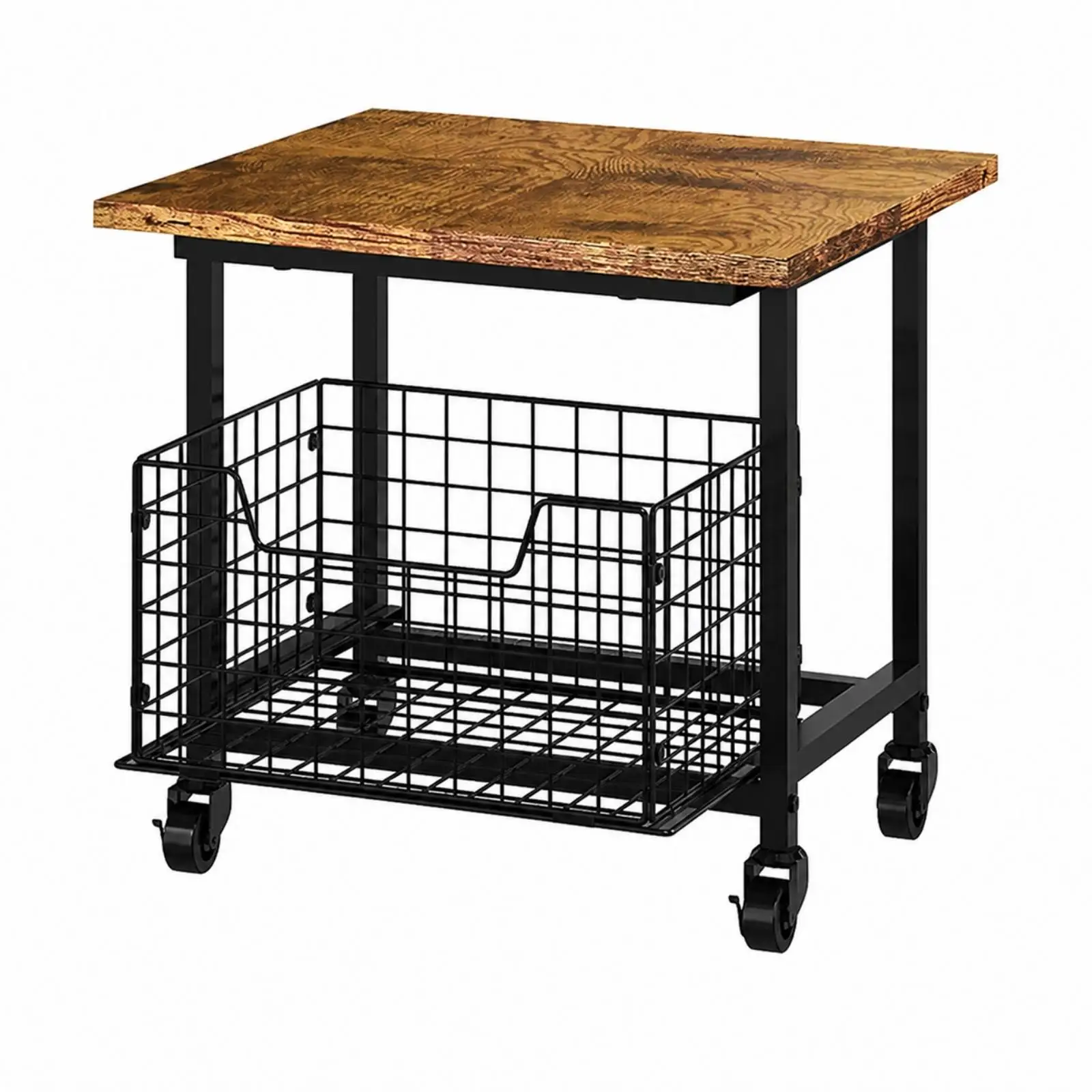 Microwave Cart with Storage Multi-Purpose Microwave Stand with Storage Trolley with Basket 2-Tier Rolling Kitchen Cart Pull-Out