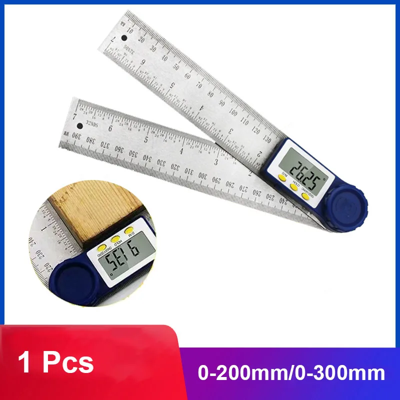 

1Pcs 0-200mm/0-300mm Digital Angle Ruler LCD Display Protractor Stainless Steel Electron Goniometer Angle Finder Measuring Tool