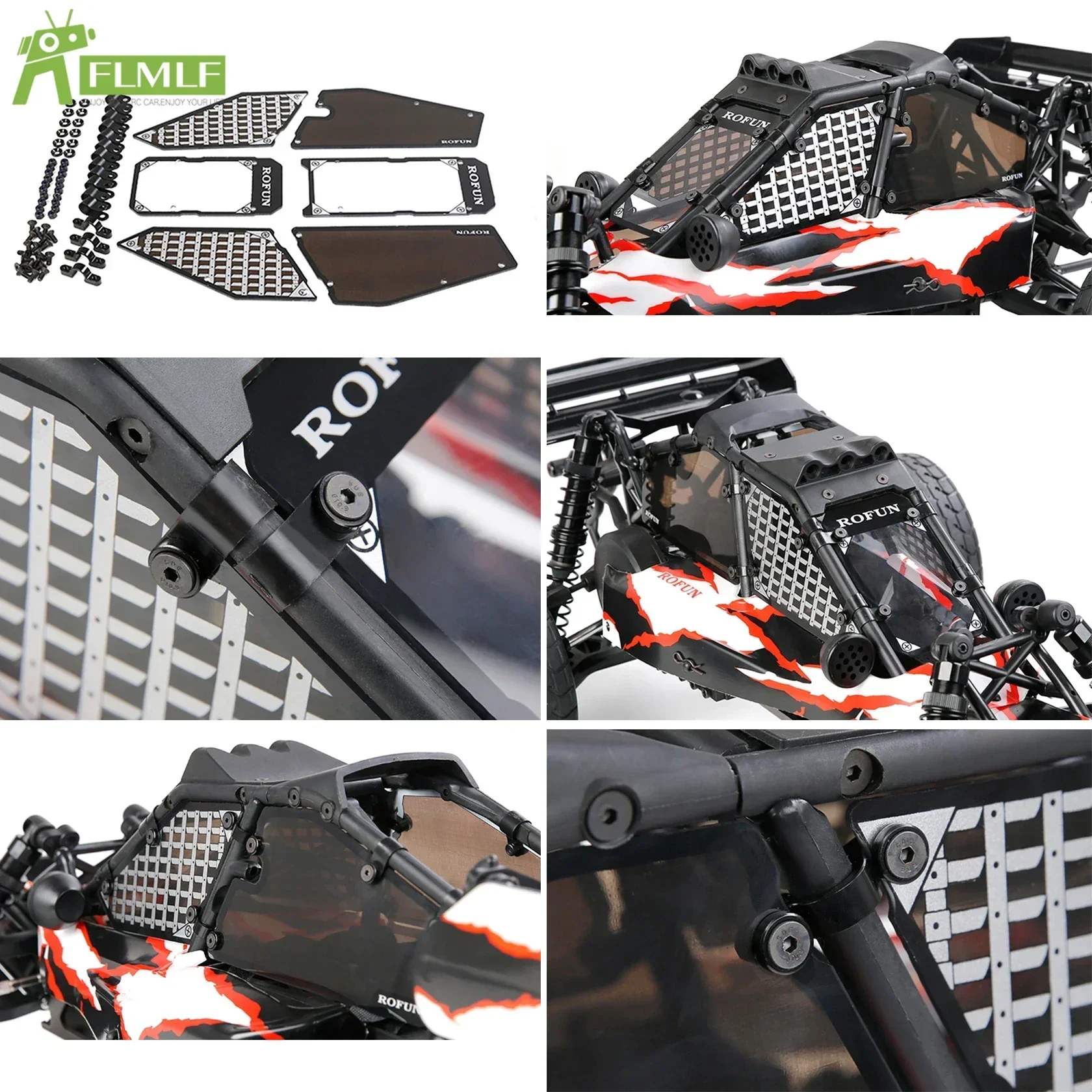 Plastic Beschermende Rolkooi Autoruit Set Fit voor 1/5 ROFUN E-BAHA ROVAN E-BAJA EQ6 Rc Auto Speelgoed Games Onderdelen