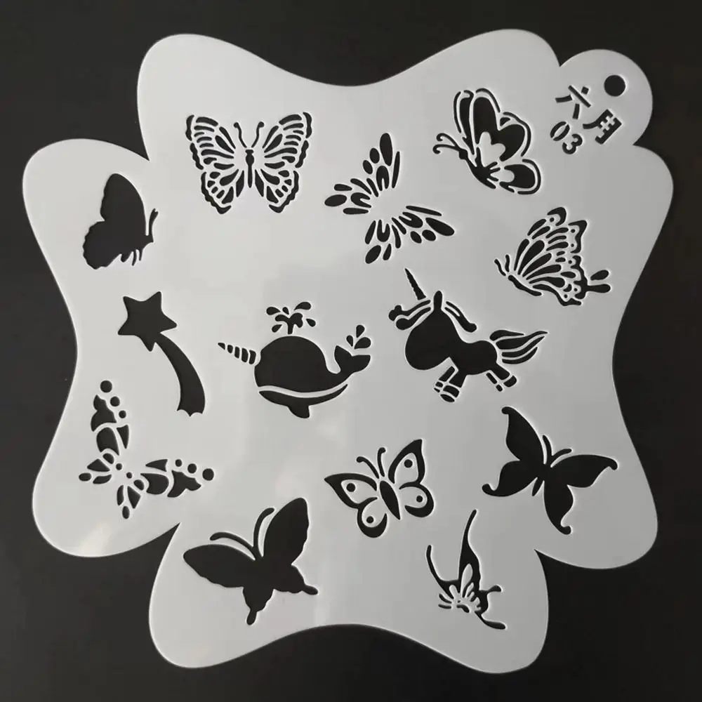 Selos De Maquiagem De Plástico para Halloween e Festa De Aniversário, Template De Pintura, Tatuagens Temporárias, Face Art, Stencils Para Pintura Corporal, 2Pcs