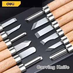 Deli coltello a scalpello professionale per intaglio del legno affilare gli strumenti di intaglio Set per artigianato artistico cucchiaio per la lavorazione del legno coltelli da intaglio in gesso
