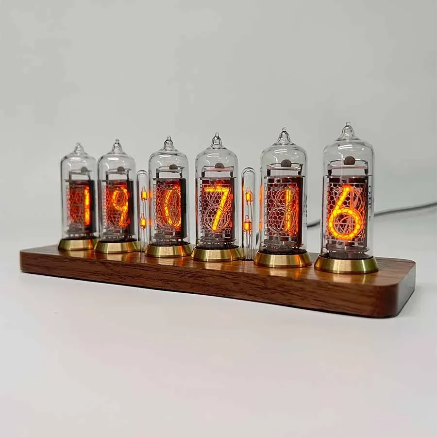 Digital Tube Desktop Clocks Small Decorative Table Clock Bluetooth Control Desk Clocks Living Room Bedroom Objects Wooden
