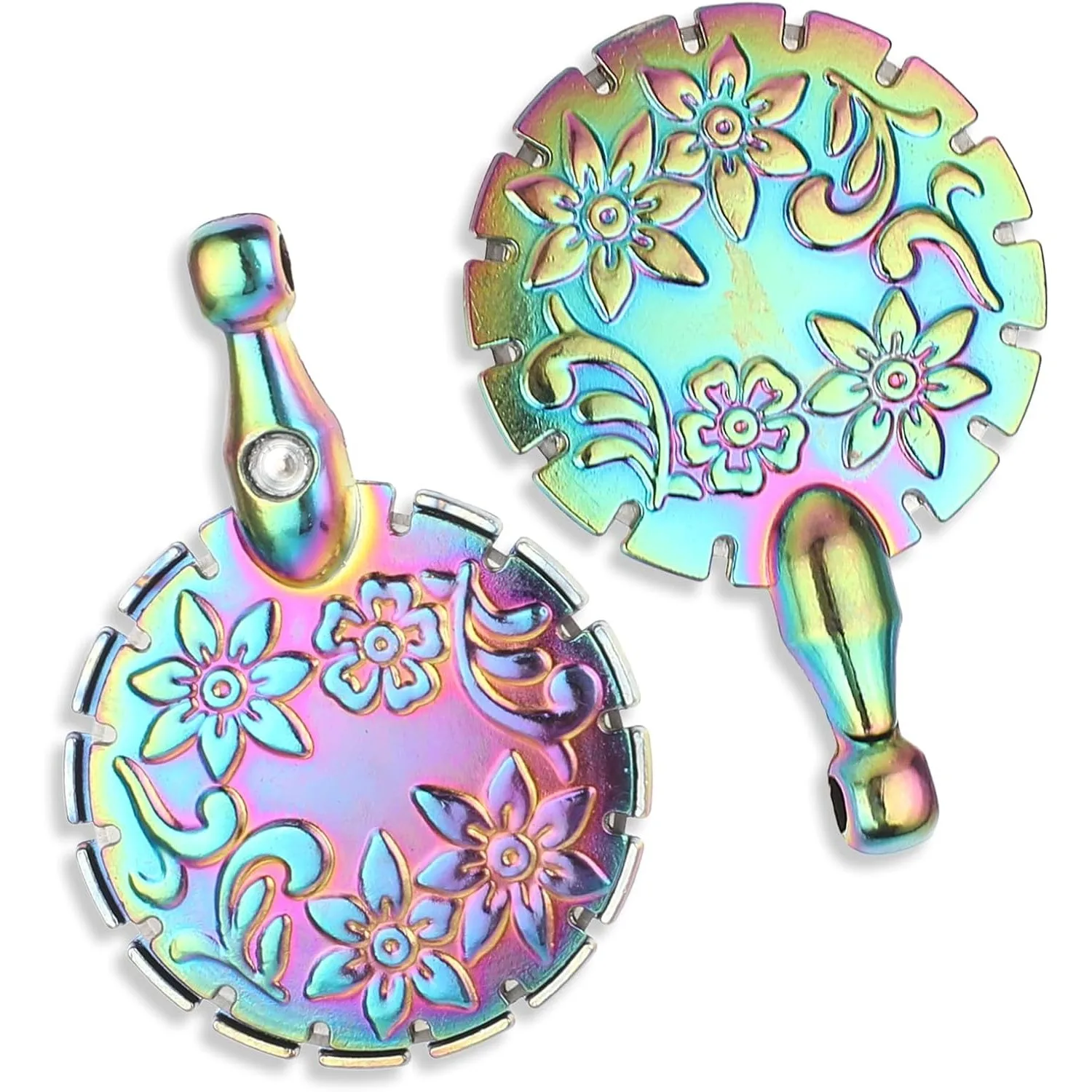 Dazzle Color 2 Pcs Vintage Metal Yarn Cutter Pendants - Floral Design Thread Snips for DIY Sewing & Knitting