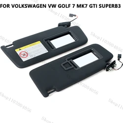 Black Front Sun Visor Panel With Makeup Mirror For Volkswagen VW Golf 7 MK7 GTi Superb3 Car Sunshield Accessories 5G0857551
