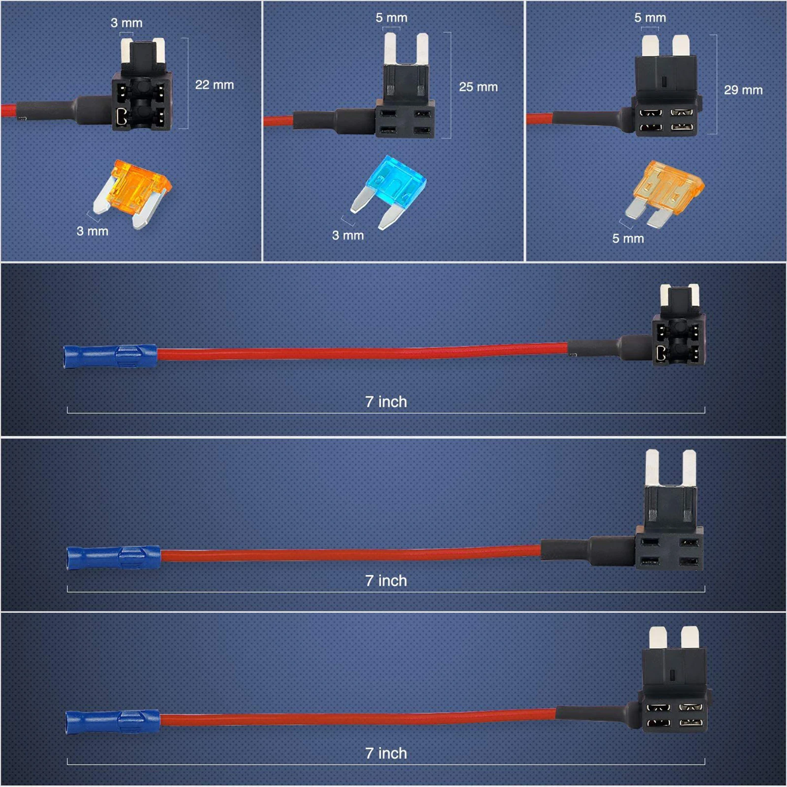 10Pcs 3 Type of 12V Add-a-Circuit Adapter and Fuse Kit - Tap Car Fuse Holder With Standard & Mini Tap Blade Fuse Holder ATC Mini