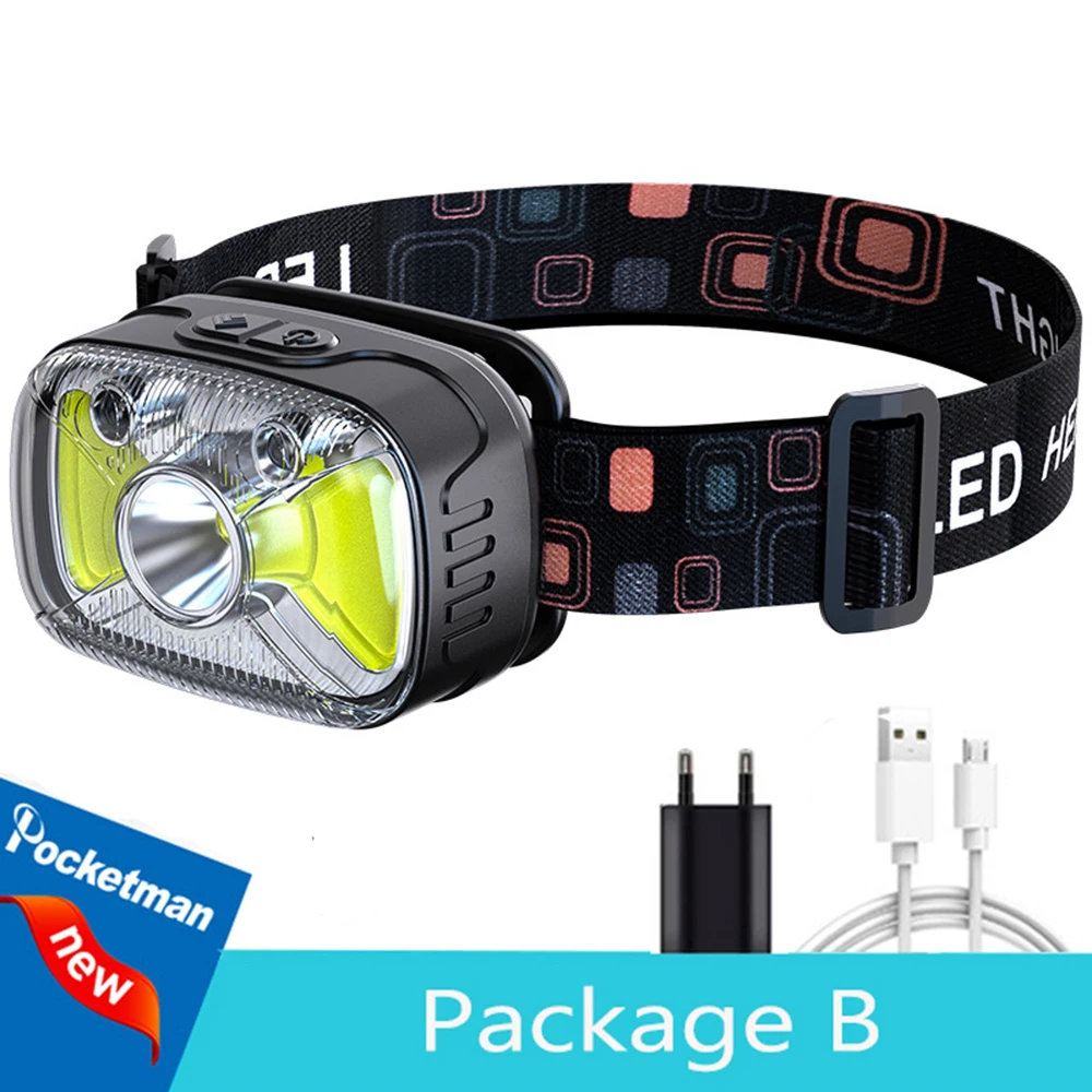Super Heldere XPG + CPB LED Koplamp Slimme Inductie Koplamp Type-C USB Oplaadbare Hoofdlamp Rood Licht SOS Vissen Hoofd Licht