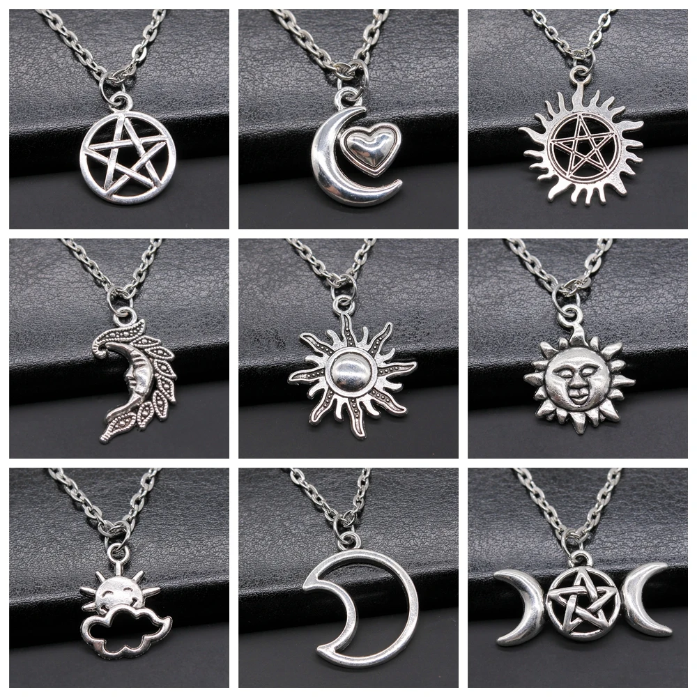 33 Styles Hotsell Lucky Sun Moon Star Pendant Necklace For Girl Women Party Gift Short Chain Choker Necklace Dropshipping