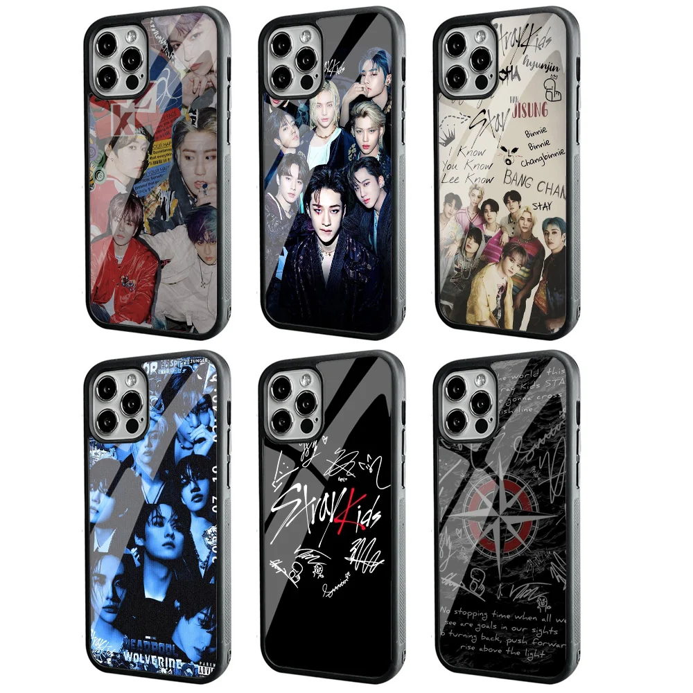 Kpop S-StrayS_K-Kids Phone Case For IPhone 11 12 13 14 15 Plus Pro Max Mirror Acrylic PC TPU Cover