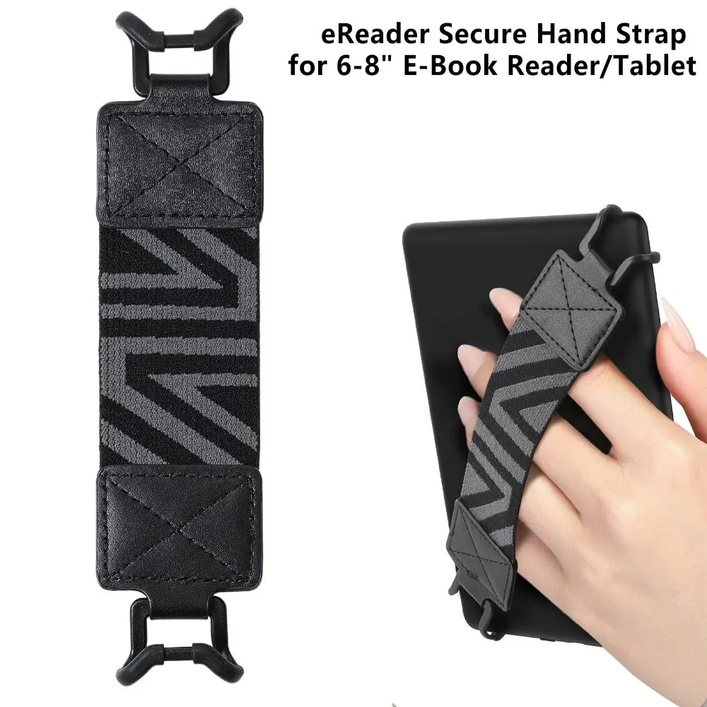PU Leather eReader Secure Hand Strap Versatile Finger Grip Holder for Kindle/Kobo/Voyaga/Lenovo/Sony 6-8